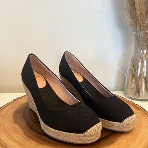 J. Crew Black Espadrille Wedge Shoes size 7